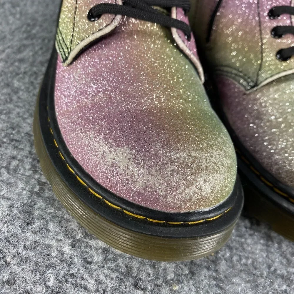 Dr. Martens Boots 1460 Girls 13 Pink Ombre Glitter Lace Up Combat Shoes - Picture 8 of 12